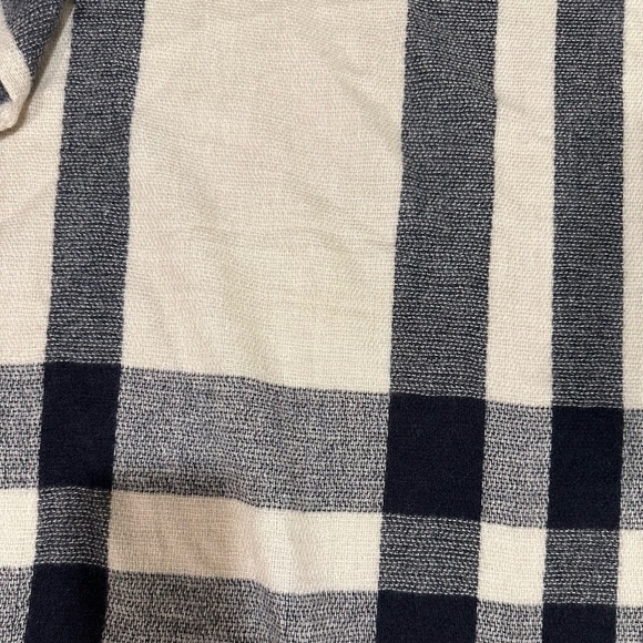 Plaid Fringe Scarf Poncho in Beige and Black OS - Picture 3 of 3